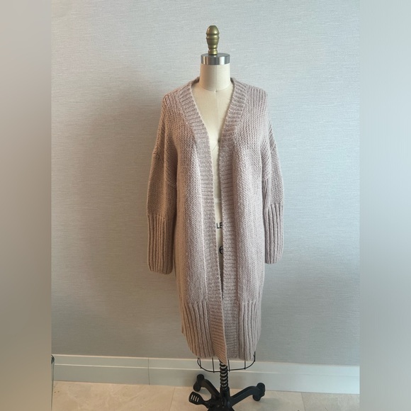 The SHANTY Corporation Blush Nude Duster Cardigan Chunky Knit Sweater Size Small - Picture 1 of 10